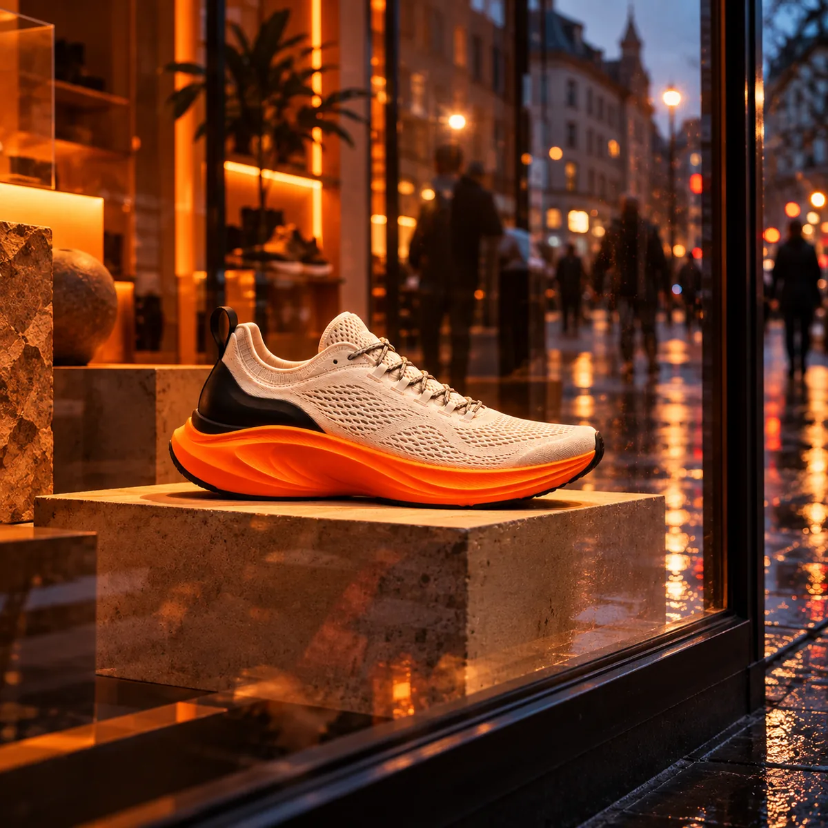 La RUN One en vitrine, le soir